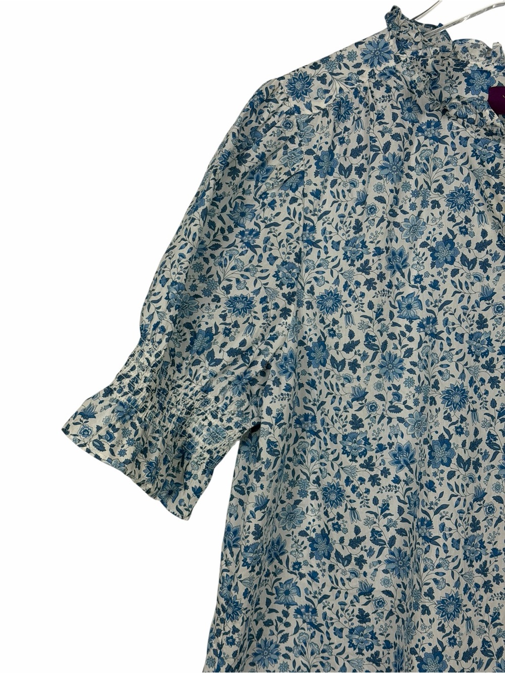 J.Crew Liberty Fabric Ruffle Neck 100% Cotton Blouse Top Floral Size Large - Picture 4 of 9